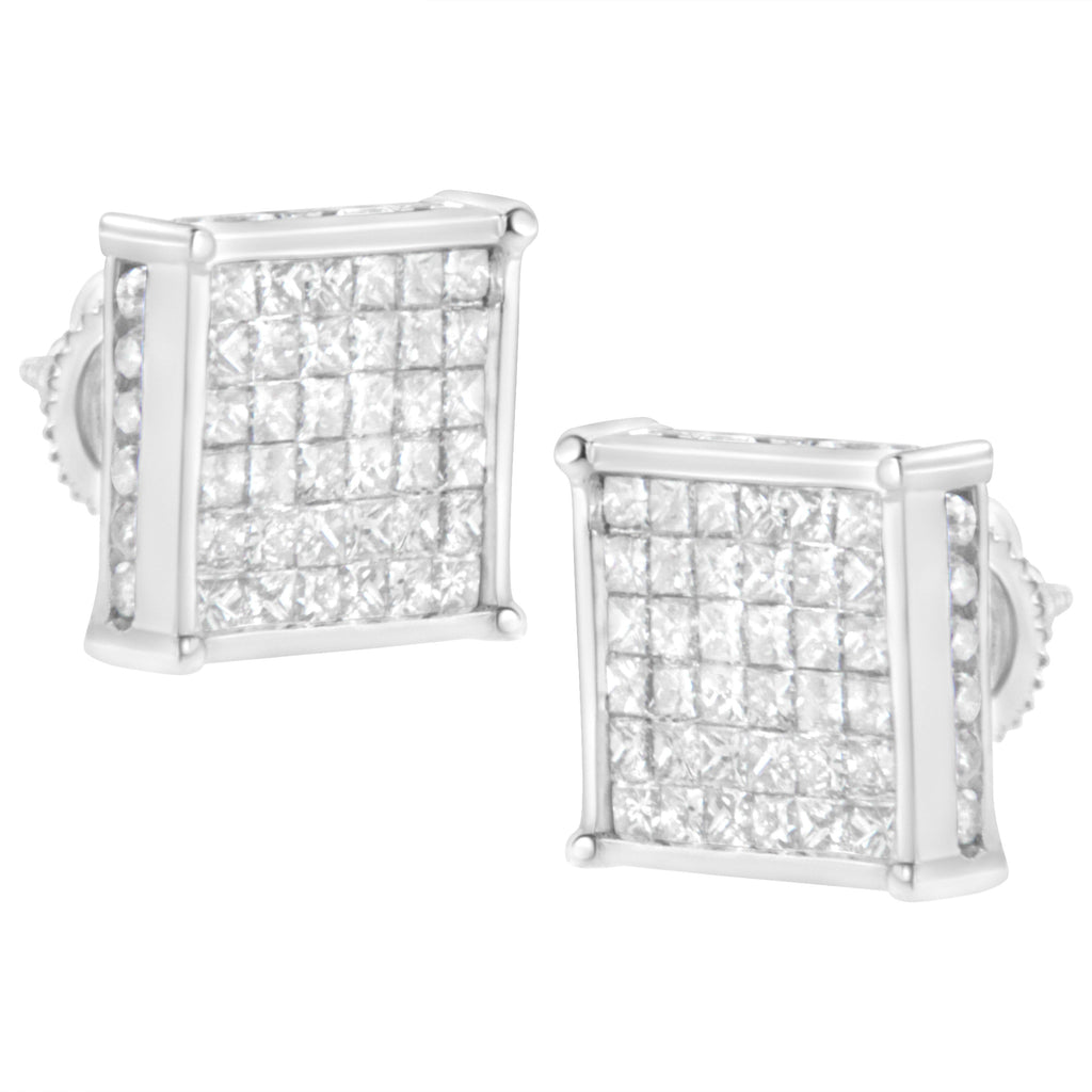 10K White Gold 2ct TDW Princess-Cut Composite Diamond Stud Earrings (I-J ,I2-I3)