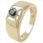 14K Yellow Gold Plated 0.25 Carat Genuine Blue Diamond .925 Sterling Silver Ring