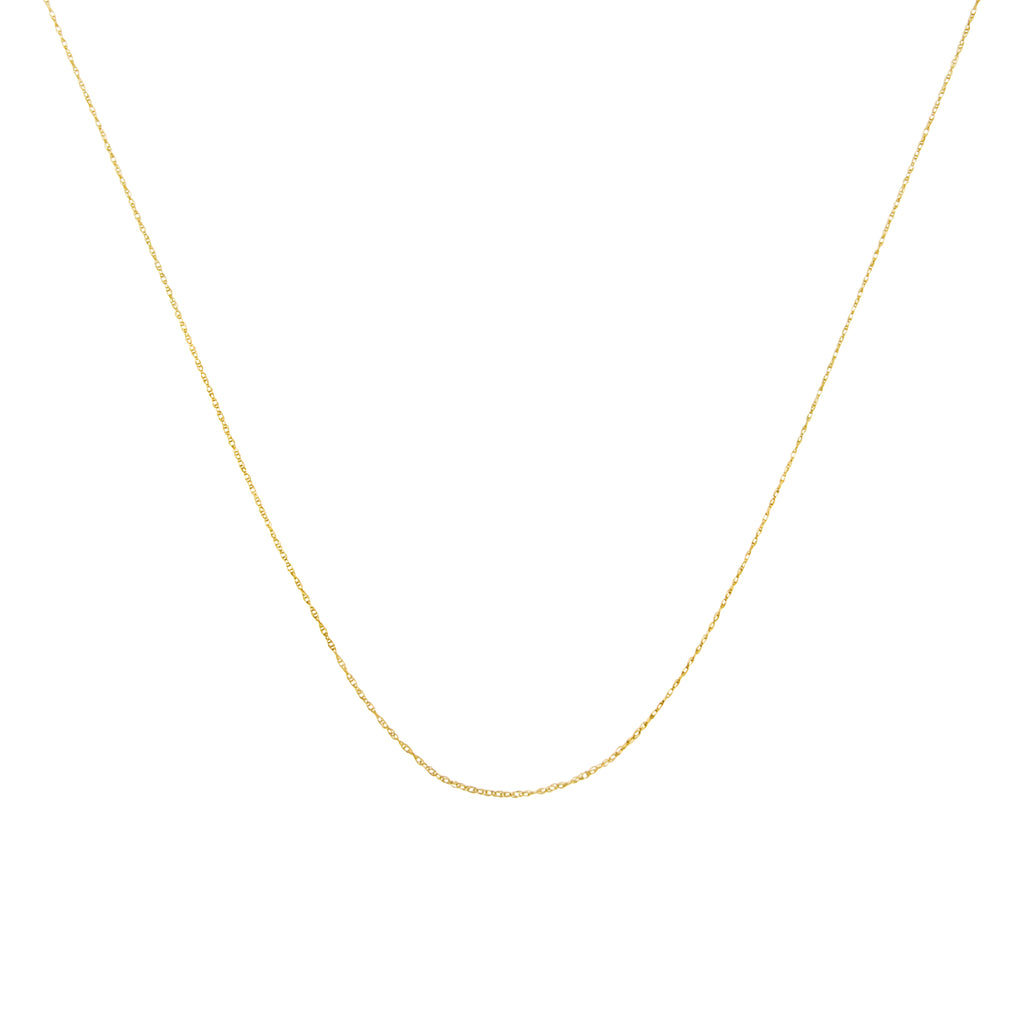 Solid 10K Yellow Gold 0.5mm Slim and Dainty Unisex 18" Rope Chain Necklace