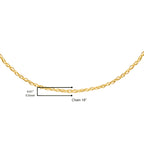 Solid 10K Yellow Gold 0.5mm Slim and Dainty Unisex 18" Rope Chain Necklace