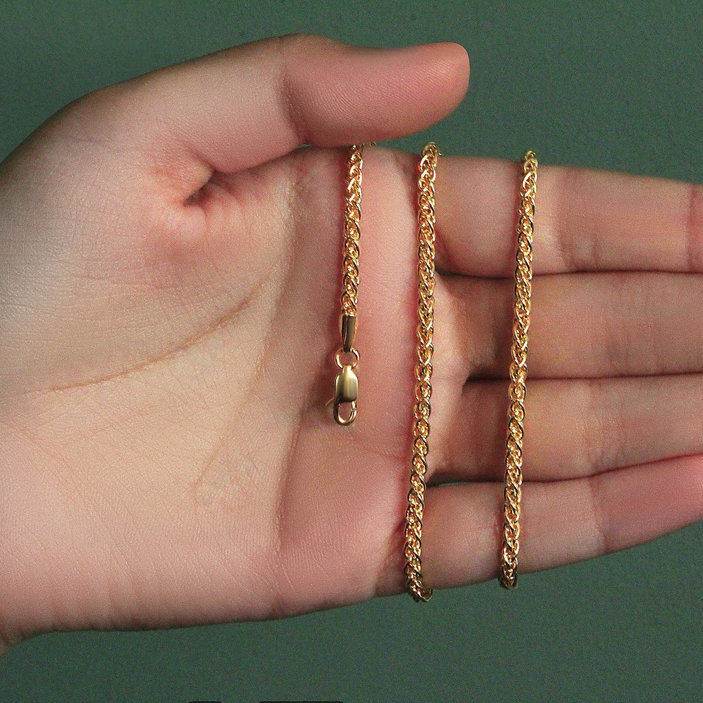 14k Yellow Gold 2.8mm Lightweight Wheat Chain