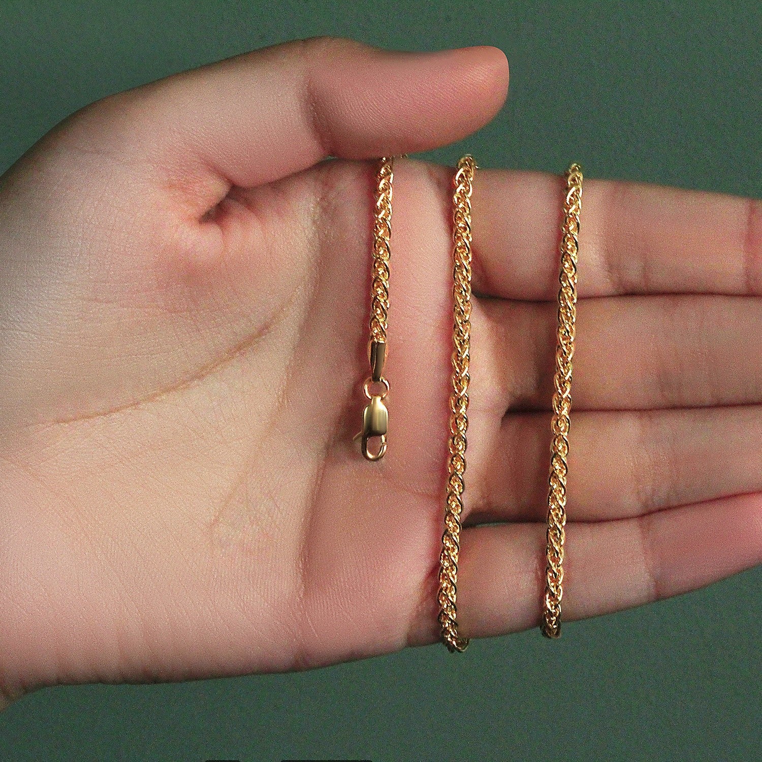 14k Yellow Gold 2.8mm Lightweight Wheat Chain