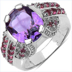 5.37 Carat Genuine Amethyst & Rhodolite .925 Sterling Silver Ring
