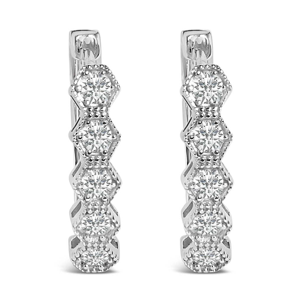 14K Gold 1/2 Cttw Diamond Zig-Zagging Geometric Hoop Earrings (G-H Color, SI1-SI2)
