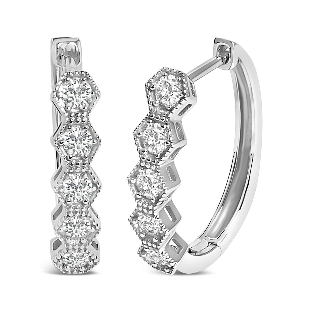 14K Gold 1/2 Cttw Diamond Zig-Zagging Geometric Hoop Earrings (G-H Color, SI1-SI2)