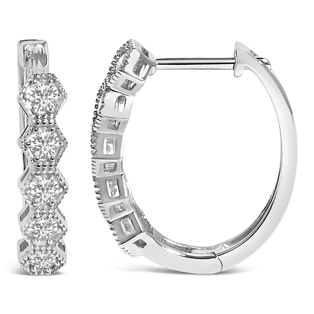 14K Gold 1/2 Cttw Diamond Zig-Zagging Geometric Hoop Earrings (G-H Color, SI1-SI2)
