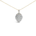 14K White and Yellow Gold 2.00 Carat Total Weight Diamond Cluster Pear Shaped Pendant Necklace (G-H Color, SI2-I1 Clarity) - 20" Inches