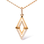14K Yellow Gold 1/4 Carat Total Weight Diamond Double Triangle Geometric 18" Pendant Necklace (G-H Color, SI1-SI2 Clarity)