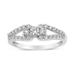 10K White Gold 1/2 Cttw Round Cut Diamond Three Stone Split Shank Band Ring (H-I Color, SI1-SI2 Clarity) - Size 6