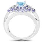 2.78 Carat Genuine Blue Topaz and Tanzanite .925 Sterling Silver Ring