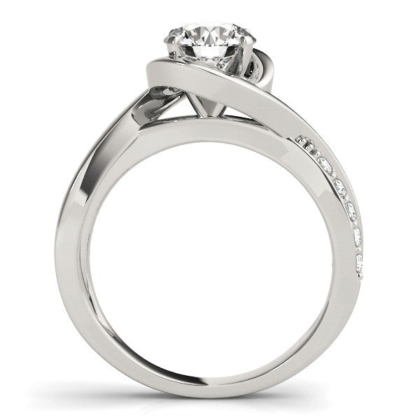 14k White Gold Split Shank Round Bypass Diamond Engagement Ring (1 1/8 cttw)