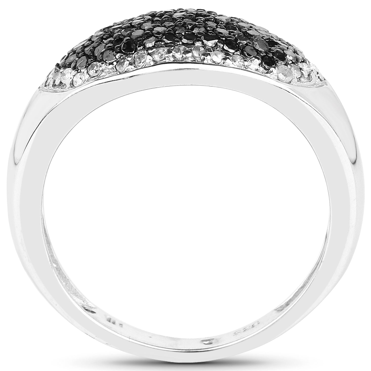 0.46 Carat Genuine Black Diamond and White Diamond .925 Sterling Silver Ring