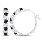 1.28 Carat Genuine Blue Sapphire and White Topaz .925 Sterling Silver Earrings