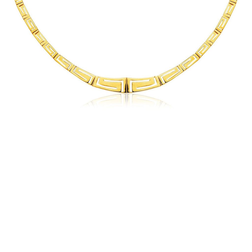 14K Yellow Gold Necklace with Graduated Greek Key Motif Links