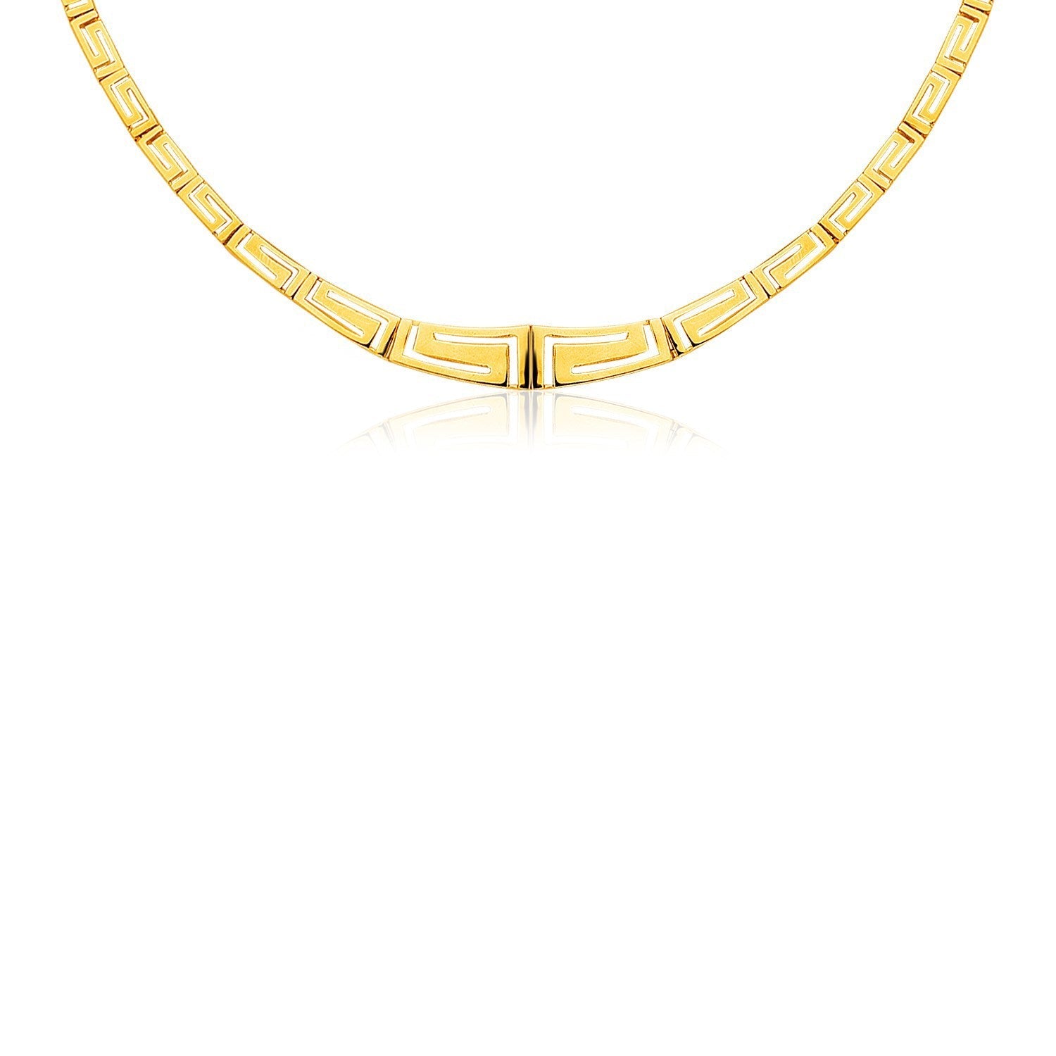 14K Yellow Gold Necklace with Graduated Greek Key Motif Links