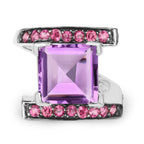 6.90 Carat Genuine Amethyst and Rhodolite .925 Sterling Silver Ring
