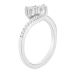 10K White Gold 1/4 Cttw Two-Stone Diamond Bypass Engagement Ring