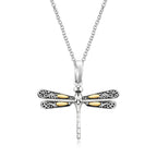 18k Yellow Gold and Sterling Silver Pendant in a Dragonfly Design