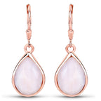 18K Rose Gold Plated 7.60 Carat Genuine Pink Opal .925 Sterling Silver Earrings