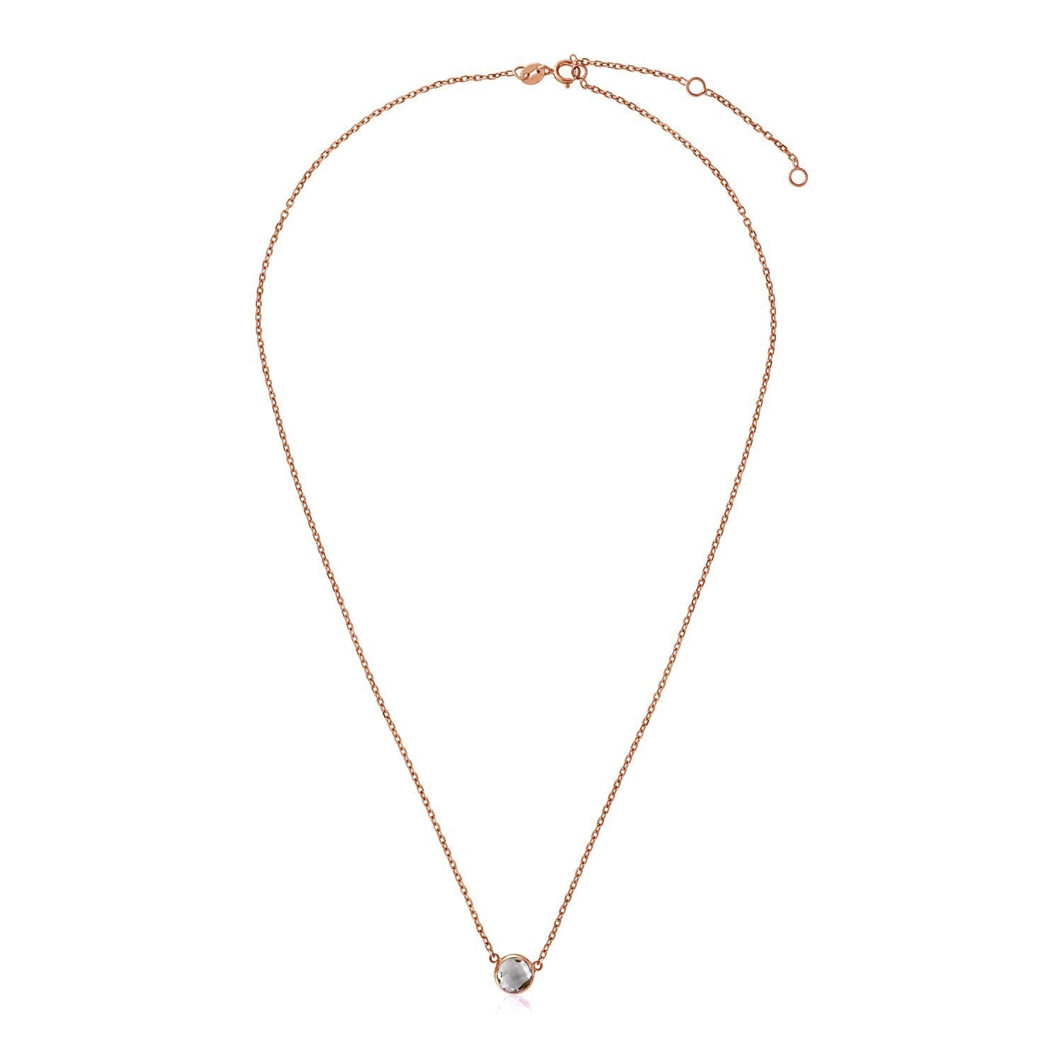 14k Rose Gold 17-inch Necklace with Round White Topaz