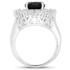 8.12 Carat Genuine Smoky Quartz and White Topaz .925 Sterling Silver Ring