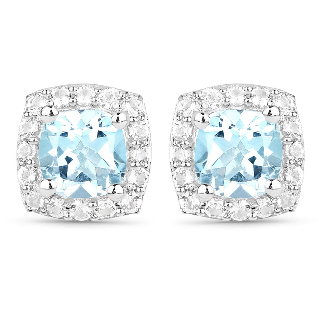 4.62 Carat Genuine Blue Topaz and White Topaz .925 Sterling Silver 3 Piece Jewelry Set (Ring, Earrings, and Pendant with Chain)