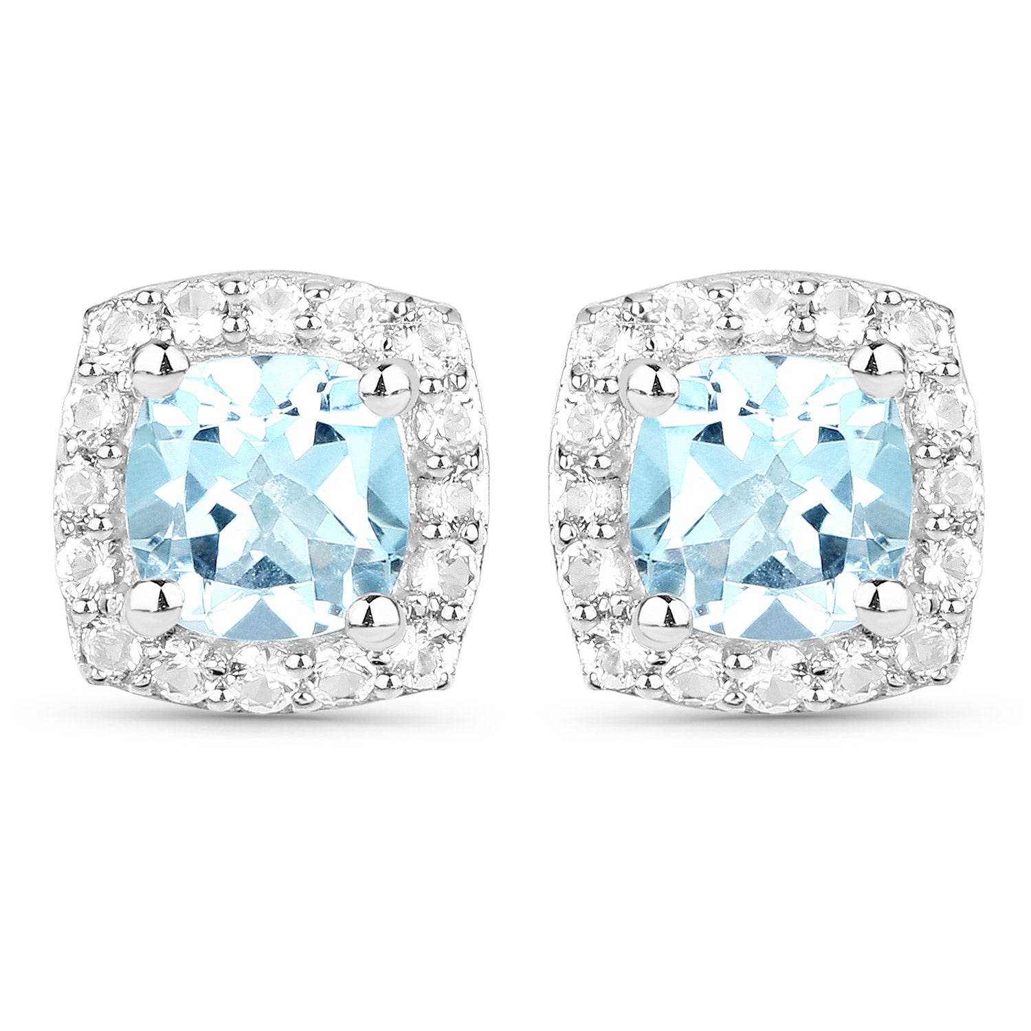 4.62 Carat Genuine Blue Topaz and White Topaz .925 Sterling Silver 3 Piece Jewelry Set (Ring, Earrings, and Pendant with Chain)