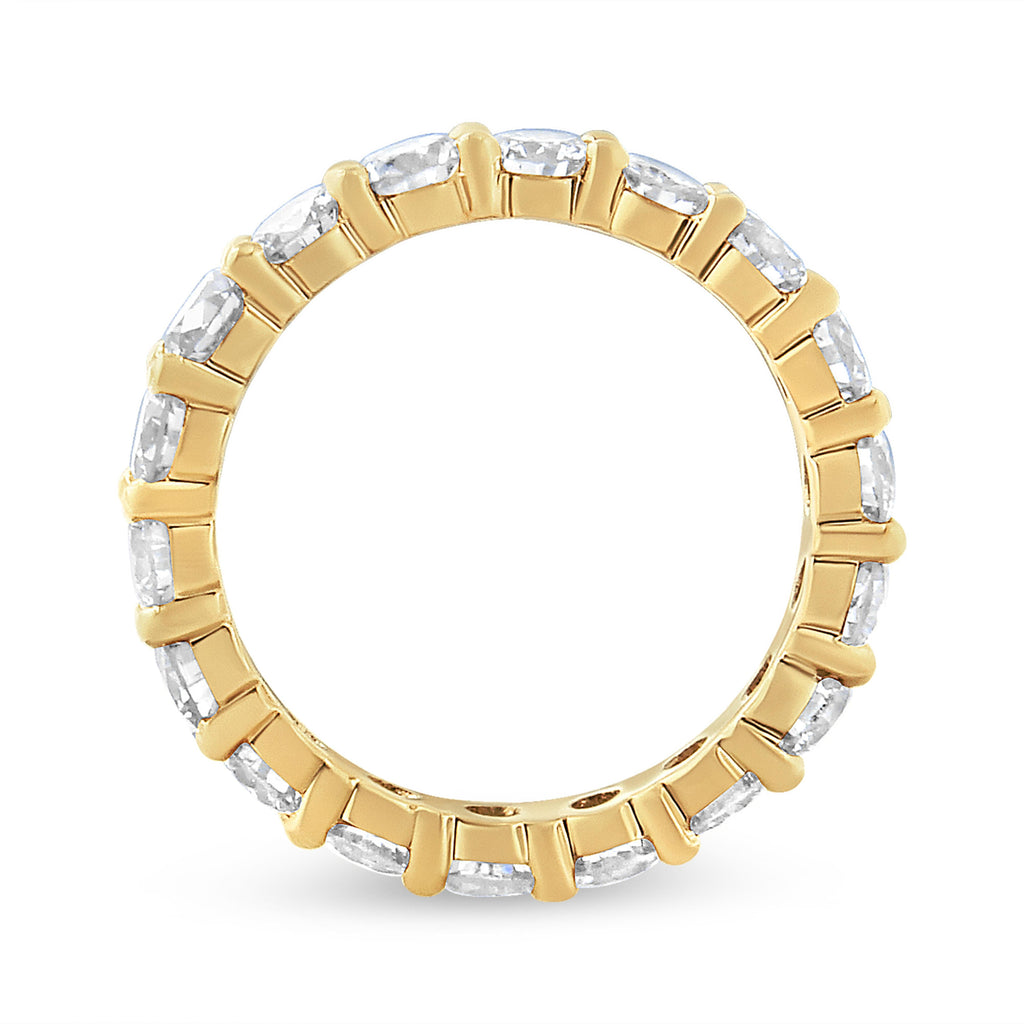 14K Yellow Gold 3.00 Carat Total Weight Shared Prong Set Round Cut Diamond Eternity Band (J-K Color, VS1-VS2 Clarity) - Ring Size 7