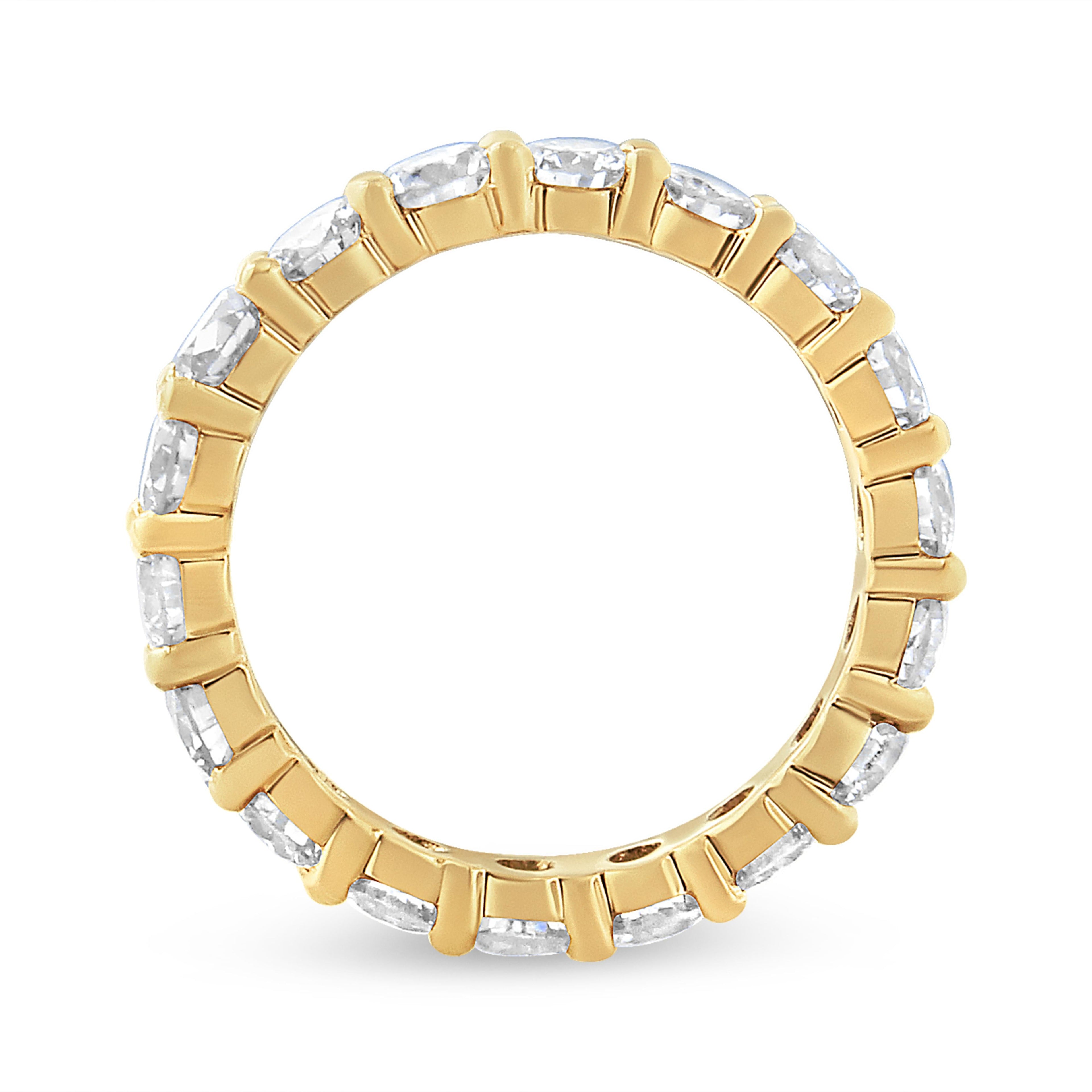 14K Yellow Gold 3.00 Carat Total Weight Shared Prong Set Round Cut Diamond Eternity Band (J-K Color, VS1-VS2 Clarity) - Ring Size 7
