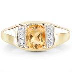 14K Yellow Gold Plated 1.36 Carat Genuine Citrine & White Topaz .925 Sterling Silver Ring