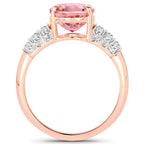 3.11 Carat Genuine Pink Tourmaline and White Diamond 14K Rose Gold Ring