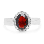 2.58 Carat Genuine Garnet and White Topaz .925 Sterling Silver Ring