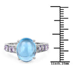 4.77 Carat Genuine Swiss Blue Topaz and Tanzanite .925 Sterling Silver Ring