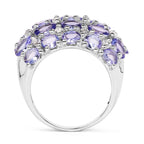 7.29 Carat Genuine Tanzanite and White Topaz .925 Sterling Silver Ring