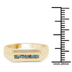 14K Yellow Gold Plated 0.25 Carat Genuine Blue Diamond .925 Sterling Silver Ring