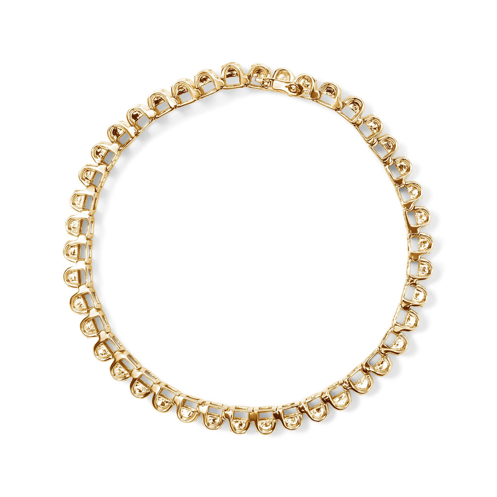 14K Yellow Gold 5.0 Carat Total Weight Invisible Set Princess-cut Diamond Buckle Link Tennis Bracelet (H-I Color, SI2-I1 Clarity) - Size 7.25"