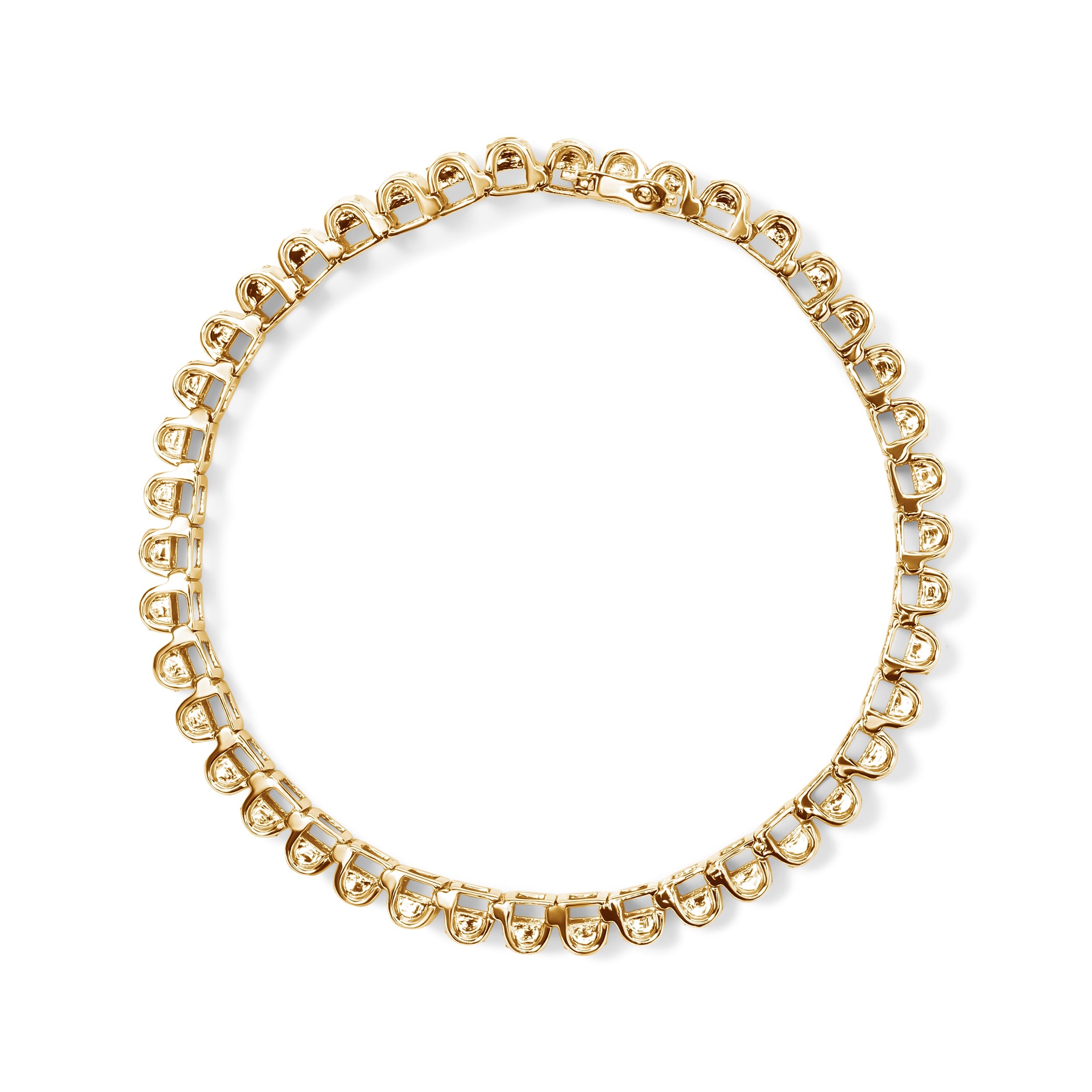14K Yellow Gold 5.0 Carat Total Weight Invisible Set Princess-cut Diamond Buckle Link Tennis Bracelet (H-I Color, SI2-I1 Clarity) - Size 7.25"