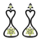 6.93 Carat Genuine Peridot and Black Spinel .925 Sterling Silver Earrings