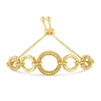 10K Yellow Gold over .925 Sterling Silver Diamond Accented Graduated Infinity Open Circle 6"-9" Adjustable Bolo Bracelet (H-I Color, I2-I3 Clarity)