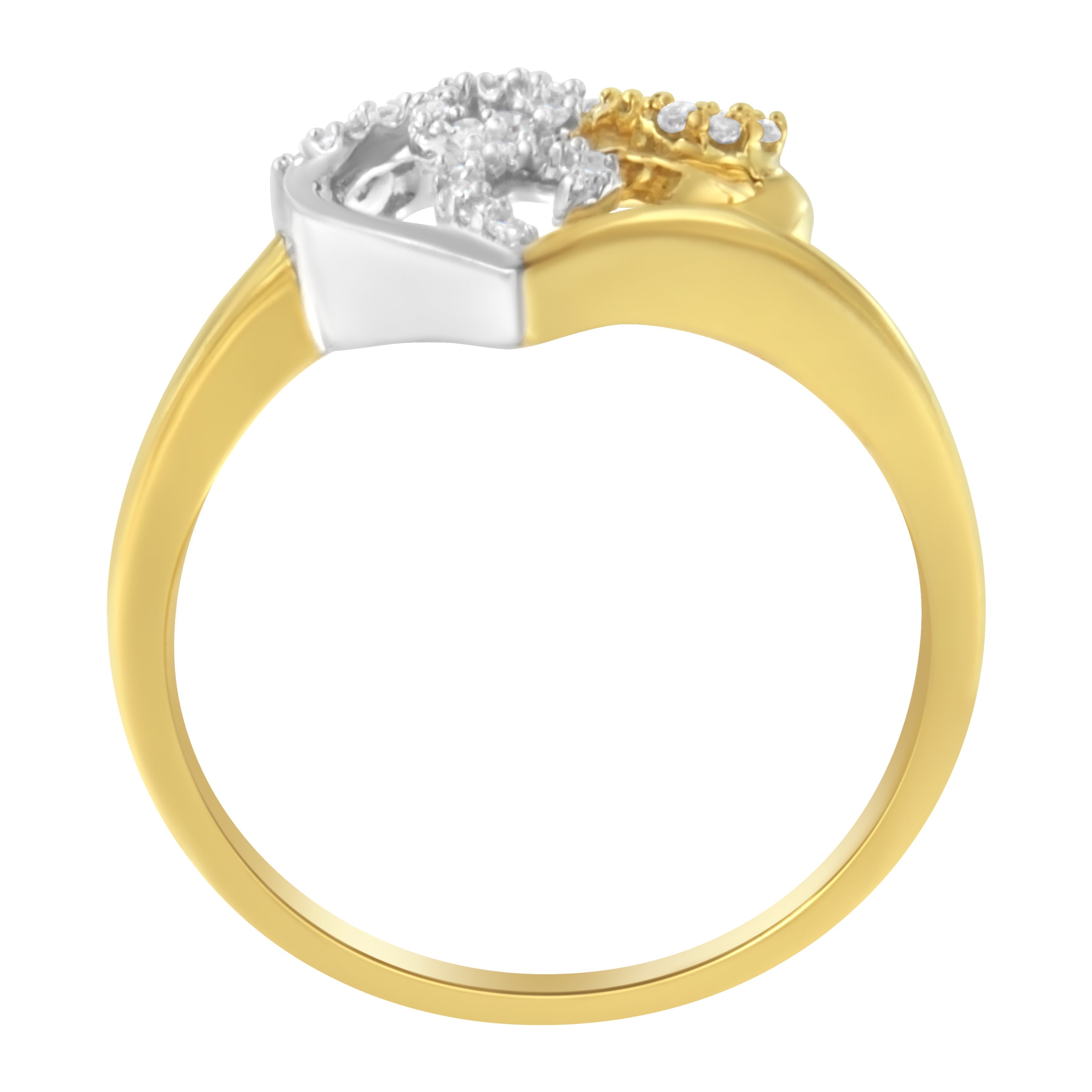 10K Two-Toned Gold Diamond Heart Shape Cluster Ring (1/6 Cttw, H-I Color, I1-I2 Clarity) - Size 6