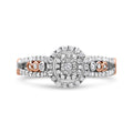 14K Rose Gold Plated .925 Sterling Silver 3/8 Cttw Round Diamond Double Frame Cross-Over Split Shank Engagement Ring (I-J Color, I2-I3 Clarity) - Size 7