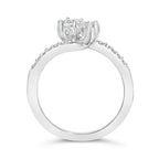 10K White Gold 1/4 Cttw Two-Stone Diamond Bypass Engagement Ring