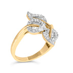 10k Yellow and White Gold 1/2 Carat Total Weight Baguette and Round Diamond Bypass Triple Leaf Ring (I-J Color, I1-I2 Clarity) - Size 7