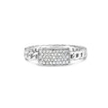 .925 Sterling Silver 1/5 Carat Total Weight Diamond ID and Cuban Link Band Ring (I-J Color, I2-I3 Clarity) - Ring Size 6