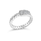 .925 Sterling Silver 1/5 Cttw Diamond ID and Cuban Link Band Ring (I-J Color, I2-I3 Clarity) - Ring Size 6
