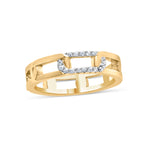 10K Yellow Gold Diamond Accent Paperclip Band Ring (I-J Color, I2-I3 Clarity) - Size 7