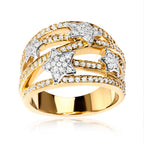 18K Yellow Gold Plated .925 Sterling Silver 3/4 Cttw Diamond Star and Galaxy Ring Band