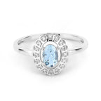 0.44 Carat Genuine Aquamarine and White Diamond 14K White Gold Ring