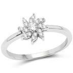 0.18 Carat Genuine White Diamond 14K White Gold Ring (E-F-G Color, SI Clarity)