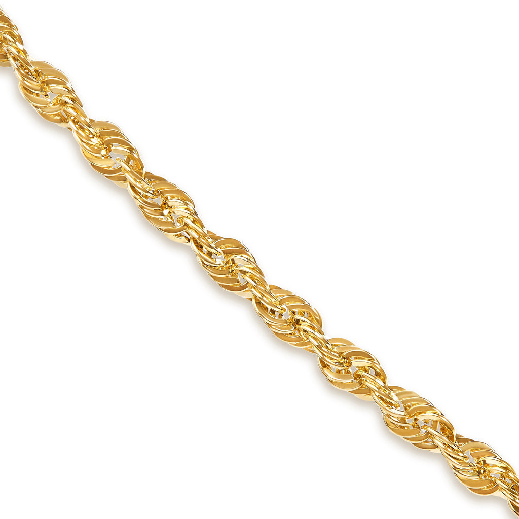 Men's Solid 10K Yellow Gold 3.2mm Light Rope Chain Necklace